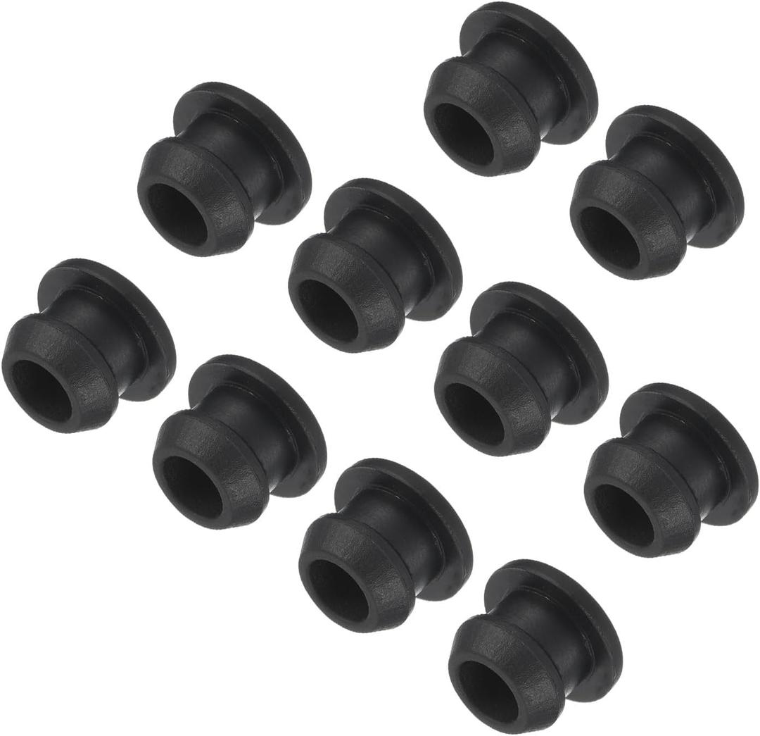 MECCANIXITY Silicone Snap in Locking Hole Plugs,Rubber Panel Seal Cover Flush Type Panel Round for Kitchen Rubber Bulkheads Waterproof Sealing Plugs 8mm/0.3 Inch Diameter Black,Pack of 10