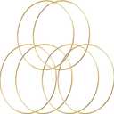 HOHIYA 6 Pcs 14 Inch Metal Floral Hoop Large Gold for Macrame Craft Wreath Rings Dream Catcher Wall Hanging 4mm Wire Taiwan Made