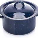 IMUSA USA C20666-1062810W Speckled Enamel Stock Pot with Lid, 4 Quart, Blue