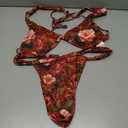 RoseSeek Women's 2 Piece Floral Tropical Print Bikini Set Boho Triangle Bathing Suit Tie Backless Swimsuit Sets Leopard Red, Medium