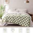 Checkered Throw Blanket, Sage Green Soft Cozy Fluffy Knitted Throw Blankets for Couch, Sofa, Bed, Chair, Warm Fuzzy Travel Picnic Lightweight Plaid Blanket, 50x70 inches