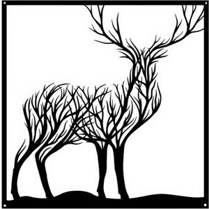 Metal Wall Art Decor Framed Stag Sign Black, Hanging Tree of Life Wall Sculpture for Dinning Living Room Bedroom Farmhouse 20x20inch