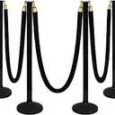 4 Pack Stanchion Post with Velvet Ropes (Weighted Base), Crowd Control Barriers, Red Carpet Runner Poles, Queue Poles for Party, Movie Theater, Plastic