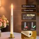 otnofok 10.5" Flameless Taper Candles, 6 Pack Battery Operated Plastic LED Candlesticks with Remote, 3D Flickering Flame for Wedding, Christmas Decor, Ivory (Rechargeable Batteries Not Compatible)