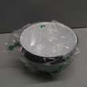 Maxdot Set of 6 Enamelware Popcorn Bowl 1.2 Quart Reusable Popcorn Serving Bowls Buckets Containers for Family Cinema Nights and Camping Party Shatterproof Classic White with Black Rim