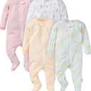 Gerber Baby-Girls 4 Pack Sleep 'N Play Footie (3-6 Months, Leopard)