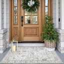 Grey Floral Rug for Entryway, 2x3 Washable Kitchen Mat Ultra-Thin Soft, Non-Slip Indoor Door Carpet Stain Resistant Boho Small Low-Pile Throw for Bathroom Bedroom (2 x 3, Grey)