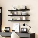 WELLAND 48 inch Black Mission Floating Shelves for Wall, Bathroom Wall Mount Shelves, Wood Modern Display Shelves, Book Shelves,for Bedroom,Living Room and Kitchen