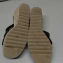 Coutgo Women's Wedge Sandals Platform Espadrille Heels Open Toe Strappy Slip On Casual Summer Slide Shoes (7.5, Black)