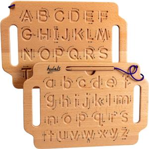 Hulats Learn to Write: Portable Wooden Alphabet Letter Tracing Sensory Pad Board - Toddler Writing Practice for Kids Age 3-5, Montessori Toys for 3+ Year Old, Letter Tracing for Kids 3-5 Writing Tools