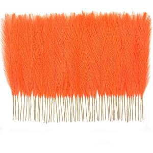 50PCS Light Orange Pampas Grass Decor, 17" Fluffy Small Pampas Grass for Vase Filler, Home Wedding Wall Table Party Decoration