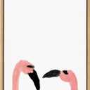 Kate and Laurel Sylvie Flamingo Faces Framed Canvas Wall Art by Kendra Dandy of Bouffants and Broken Hearts, 18x24 Natural, Cute Bird Art for Wall
