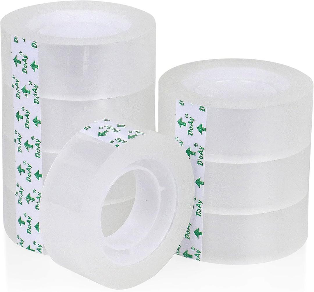 8 Rolls Easy Tear Transparent Tape Refills - Gift Wrapping Tape for Dispensers - Crystal Clear, Effortless Tear, Strong Adhesion - Invisible Tape 3/4 in x 1000 in for Office, School, Home