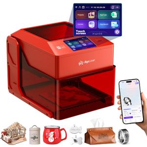 AlgoLaser 3W Smart Laser Engraver Machine, Class 1 Portable Laser Engraving Machine with Built-in AlgoOS System, No PC Needed, Laser Engraving for Wood, Acrylic, Leather. (Pixi Red 3W)