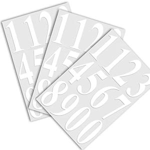 Die Cut White Vinyl Numbers Stickers 4 Inch Self Adhesive - 3 Sets - Premium Decal for Mailbox, Signs, Window, Door, Cars, Trucks, Home, Business, Address Number, Indoor or Outdoor