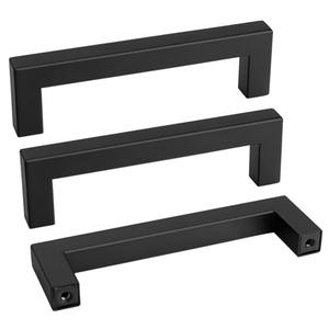 Goldenwarm 2 Pack Black Square Bar Cabinet Pull Drawer Handle Stainless Steel Modern Hardware for Kitchen and Bathroom Cabinets Cupboard,Center to Center 4in(102mm) Cabinet Handles