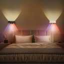 Wall Sconces Set of 2 Battery Operated, 360 Rotate Magnetic Rechargeable Wall Mounted Lamp with 3 Color Temperatures & 9 RGB Modes, Wireless Wall Lights for Bedroom, Picture, Living Room (A03-Black+White)