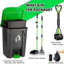 MXF Pooper Scooper Set - 28" Dog Pooper Scooper & Long Handle Stainless Metal Tray & Rake, 15 Litre Step Dog Poop Trash Can w/Removable Inner Bucket, 20 Waste Bags for Outdoors