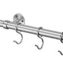 ROTHLEY Stainless Steel Hanging Pot Rack Hanger: 23.7 Inch Pot and Pan Hanger Wall Mounted Hanging Pot Bar Rack Heavy Duty Pot Hangers Kitchen Rail with 8 S Hooks (Brushed)