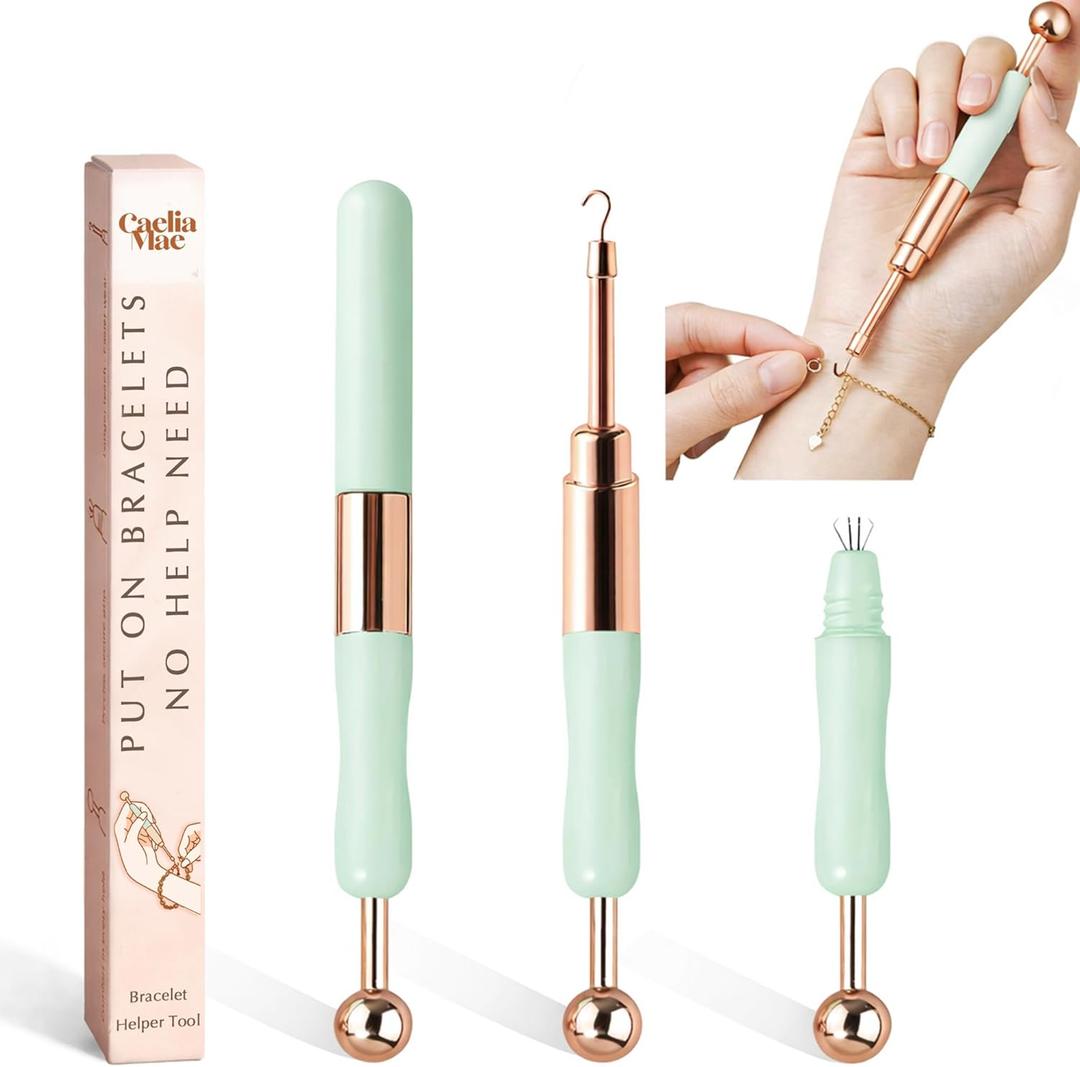 Helper to Put on Yourself, Clasp & Fastener Buddy Jewelry Tool for Bracelet Wearing Ease (Mint)