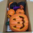 JOYIN 5 Pcs Light Up Halloween Pumpkin Decor Jack O Lantern Decorations Outdoor Indoor, Plastic Large Trick Or Treat Table Top Party Supplies Favors