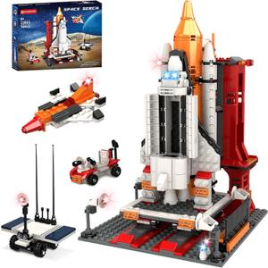 704 PCS Space Shuttle Exploration Rocket Launch Center Block Set, 4-in-1 STEM Aerospace Rocket Building Block Toys for Boys and Girls Ages 6 7 8 9 10 11 12, Ideal for Holidays and Parties