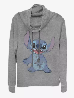 Disney Lilo & Stitch Artsy Painted Stitch Cowl Neck, XL