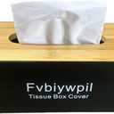 Tissue Box Cover, Tissue Box Holder with Bamboo Cover Plate, Rectangle Facial Tissue Holder Storage for Vanity, Countertops, Dressers, Night Stand, Offices and Parlors(9.6 x 4.9 x 3.5inch)