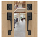 Goldenwarm Double Front Door Lock Set, Black Double Door Handle Set, Matte Black Double Door Handle with Dummy, Modern Double Front Door Hardware Set with Reversible Handle Lever