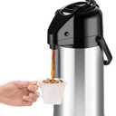 PARACITY Upgraded Airpot Coffee Carafe with Double Pump, Stainless Steel Drink Dispenser for Hot/Cold Beverage with Lazy Susan Base, Coffee Termos Para Cafe for Hot Cocoa for Parties (84.5 Ounces)