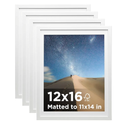 KINLINK Picture Frame White Set of 3, Wooden Photo Frames 32cmx47cm Mat for Wall Display