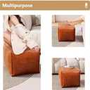 Faux Leather Pouf Cover,Unstuffed Pouf Ottoman Square,17.7x17.7x17.7 Mid-Century Moroccan Large Floor Storage Foot Rest Bean Bag for Living Room Bedroom,Brown