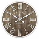 Large Wall Clock 26.77" Round - Silent Metal & Wood Large Farmhouse Wall Clock For Living Room Decor with 3D Roman Numerals - No Ticking - Noiseless Big Wood Decorative Clocks for Living Room Decor