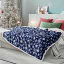 PAVILIA Blue Snowflake Christmas Sherpa Throw Blanket, Reversible Fleece Sherpa Cozy Holiday Blanket 60x80, Soft Winter Throw for Couch & Bed, Plush for Family Friends (Twin)