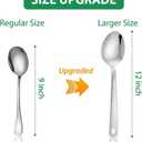 4 Pack Stainless Steel Serving Spoons, 12 Inch Large Buffet Serving Utensils, Heavy Duty 18/8 Metal Spoons with Textured Handle, Dishwasher Safe for Catering, Party, Kitchen