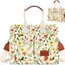 Canvas Tote Bag for Women, Large Work Purses Bible Tote (Retro Flower)