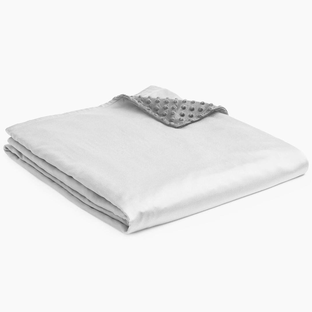 YnM Exclusive Cooling Rayon & Cozy Velvet Dual-Sided Cover for Weighted Blanket (60''x80'') - Light Grey