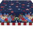 4th of July Tablecloth 54×54 Inch Square Patriotic Flowers Table Cloth Water-Resistant Spill-Proof Washable Fabric Tablecover for Kitchen Dining Party Picnic Indoor Outdoor