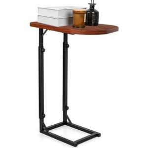 Premium Adjustable C-Shaped End Table for Couch, Mini Side Tables for Sofa, Small Coffee Table with Metal Frame, Beautiful and Practical Sidekick for Your Living Room, Bedroom, Bedside, Rustic Brown