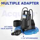 Acquaer 1/4 HP Automatic Swimming Pool Cover Pump, 2250 GPH Submersible Sump Pump with 3/4 Check Valve Adapter & 25ft Power Cord, Water Removal for Pool, Hot Tubs, Rooftops, Water Beds and more