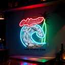 California Long Beach Surf Neon Sign, Beach Surfing Theme Neon Light, Coastal Home Room Bar Surf Club Gift Wall Table Decor, USB Powered Decorative Light 14.2 x 11.8 In