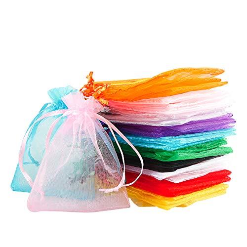 Meowoo 100PCS Organza Bags, 3x4in Small Mesh Bags Drawstring for Jewelry, Candy, Christmas, Sachets, Festivals, Bathroom Soaps, Makeup Organza, Wrapping Supplies(mixedcolor)
