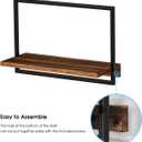 Metal Frame Rustic Wooden Floating Hanging Shelves, Home Decor Wall Mounted Display Organizing Shelf for Living Room, Bedroom, Office Bathroom. Set of 3