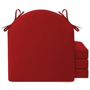 KCVV Chair Cushions for Dining Chairs 4 Pack 17''x16''Kitchen Chair Pads with Washable Cover Indoor Dining Chair Cushion with Ties and Non-Slip Backing Chair Pads for Dining Chairs (Burgundy)