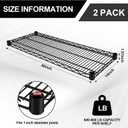 MorningRo 2 Pack Additional Wire Shelf for Wire Shelving Units Chrome Finish Shelving Weight Capacity 600-800 Lb, Heavy Steel Industrial for Warehouses, Closets, Kitchen (Black,14" W X 36" L)