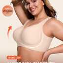 LetsJoli Bras for Women Supportive Wireless Push Up Bra Full Coverage No Underwire Seamless Plus Size for Older Women (Beige, XL)
