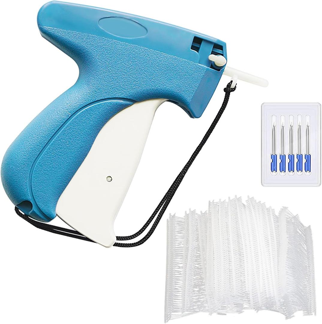 Tagging Gun for Clothing, 1606pcs Price Tag Gun Kit for Clothes Labeler, Garment Tag Attacher Gun with 6 Steel Needles and 1600 1-in Barbs Fasteners (Not Stitch Gun) (Blue)