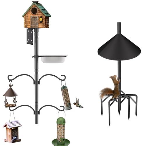 Bird Feeder Pole Stand,95 Inch House Pole for Outdoors Weather Station,Heavy Duty Metal Mount Kit Adjustable Multifunctional Bird Feeder Stand