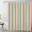EOBTAIN Pink and Green Striped Shower Curtain for Bathroom Modern Abstract Minimalist Vertical Stripe Shower Curtain with 10 Hooks Vintage Aesthetic Bathroom Curtains Shower Set 60x72 Inch