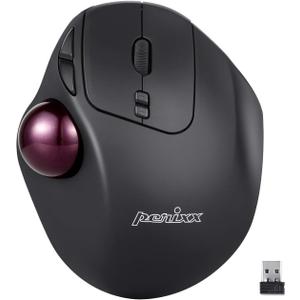 Perixx11568 Perimice-717 Wireless Trackball Mouse, Build-in 1.34 Inch Trackball with Pointing Feature, 5 Programmable Buttons, 2 DPI Level, Black